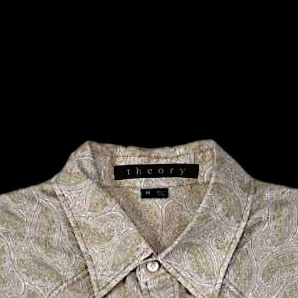 Theory Brown Dress Shirt Paisley Print | Size M - Picture 4 of 4